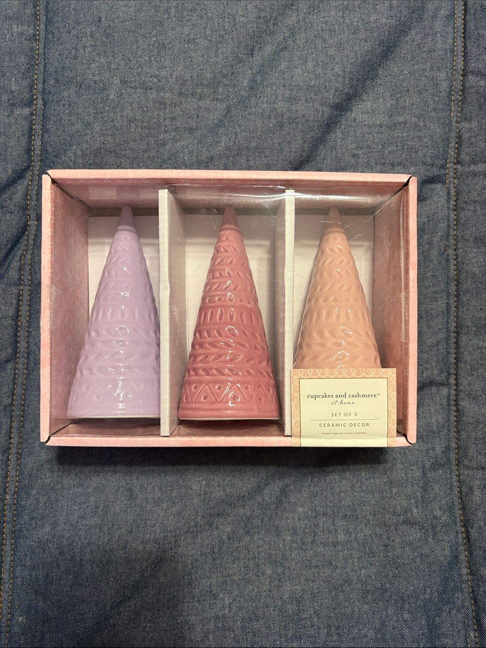 cupcakes & cashmere Pink, Mauve & Blush Ceramic Tree Set - Holiday Decor